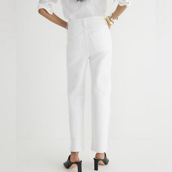 J.Crew Slim Demi-Boot Denim Jean High Rise Flared Hem In White Wash Size 26 - Picture 2 of 9